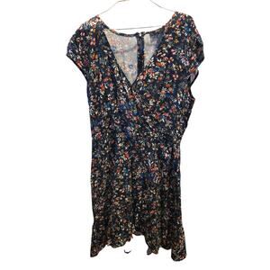 J Crew Midi Dress 6 Womens V Neck Cap Sleeve Floral Multicolor Summer